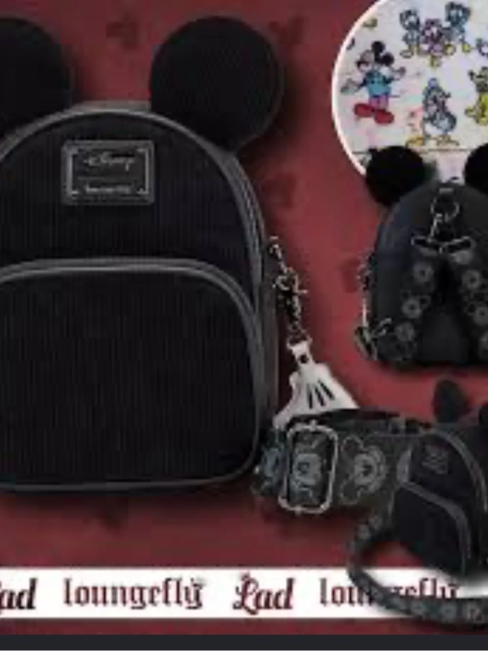 Disney 100 years corduroy mickey loungefly bag